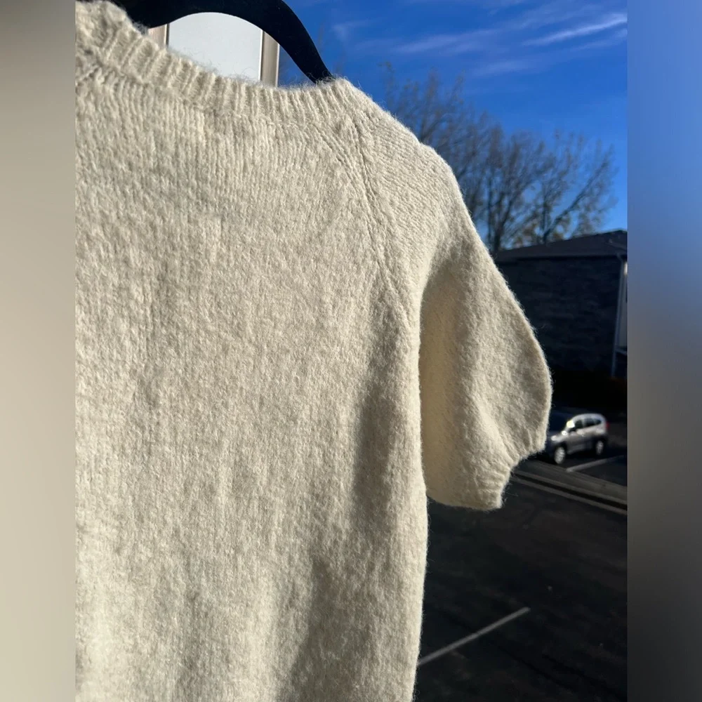 🆕🌾✨De Royal Italy Wool Alpaca Blend Sequin Cream Sweater Knit Top Holiday Size S